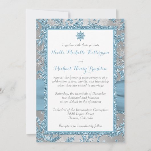 Winter Wonderland, GEDRUKTE kristallen gesp uitnod Kaart (Achterkant)