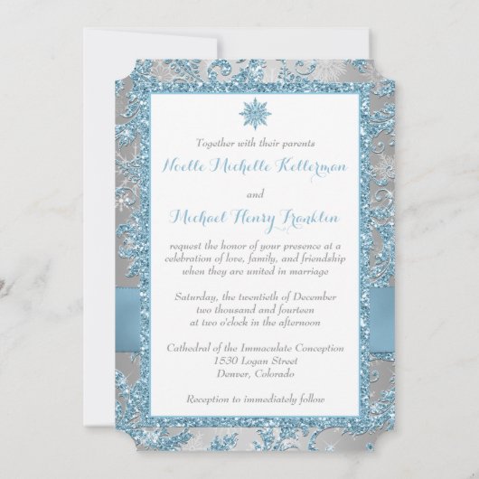 Winter Wonderland, GEDRUKTE kristallen gesp uitnod Kaart (Achterkant)