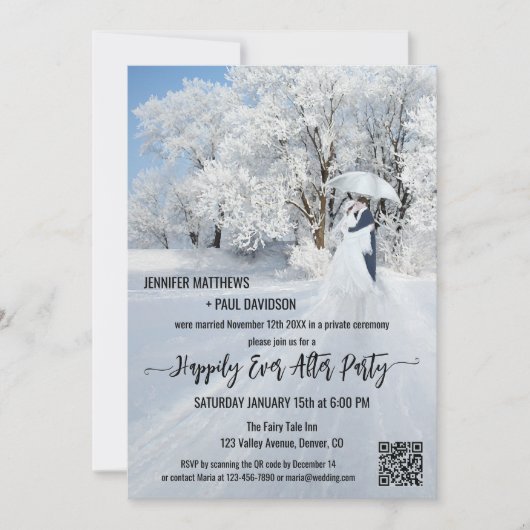 Winter Wonderland gelukkig ooit na bruiloft Kaart (Voorkant)