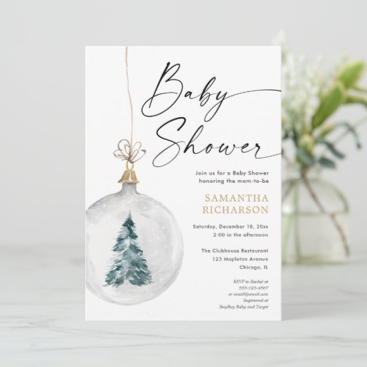 Winter wonderland genderneutraal baby shower kaart (Staand voorkant)