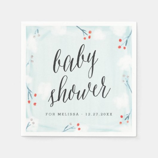 Winter Wonderland Gepersonaliseerd Baby shower Nap Servet (Voorkant)