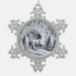 Winter Wonderland Geprägd Herten Hert Tin Sneeuwvlok Ornament