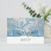 Winter Wonderland, Gevoegde harten bruiloft RSVP 2 (Staand voorkant)