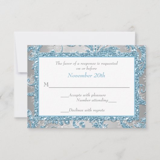 Winter Wonderland, Gevoegde harten bruiloft RSVP 3 (Voorkant)