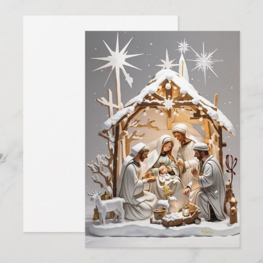 Winter Wonderland: Gezin bij de hut Feestdagenkaart (Voorkant / Achterkant)