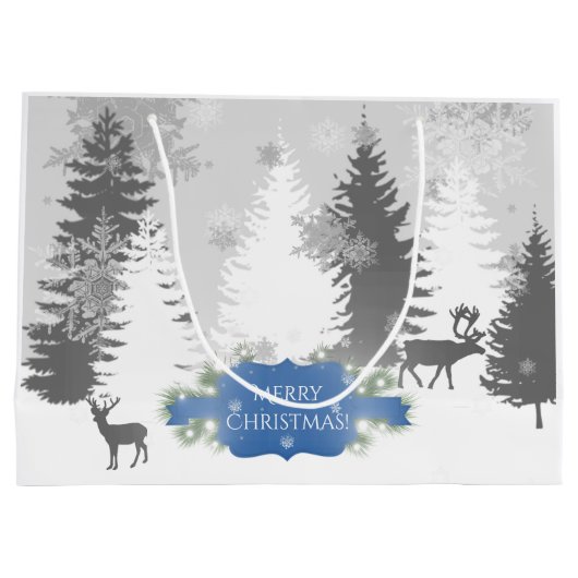 Winter Wonderland Gift Bag - Blue Groot Cadeauzakje (Achterkant)