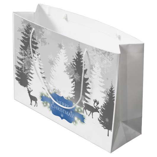 Winter Wonderland Gift Bag - Blue Groot Cadeauzakje (Achterkant Gekanteld)