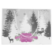 Winter Wonderland Gift Bag - Magenta Groot Cadeauzakje (Achterkant)