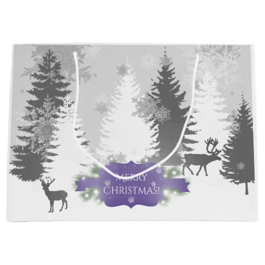 Winter Wonderland Gift Bag - Paars Groot Cadeauzakje (Voorkant)