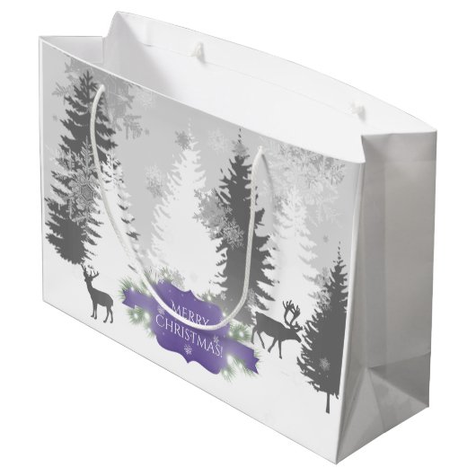 Winter Wonderland Gift Bag - Paars Groot Cadeauzakje (Achterkant Gekanteld)