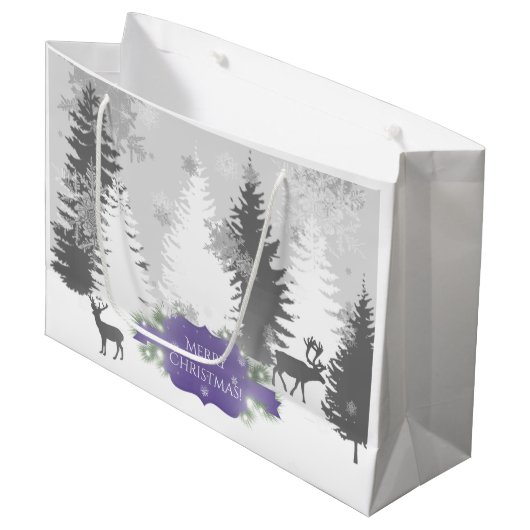 Winter Wonderland Gift Bag - Paars Groot Cadeauzakje (Voorkant Gekanteld)