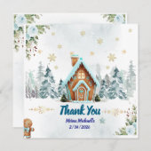 Winter wonderland Gingerbread Baby Shower Bedankkaart (Voorkant / Achterkant)
