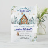 Winter wonderland Gingerbread Baby Shower Kaart (Staand voorkant)