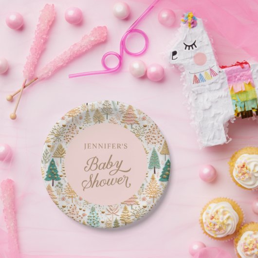 Winter Wonderland Girl Baby shower Welkom Papieren Bordje (Feest)