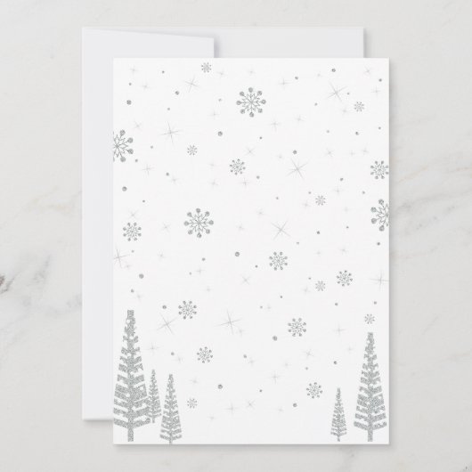 Winter Wonderland, Girl Baby Sprinkle, Pink Silver Kaart (Achterkant)