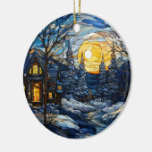 Winter Wonderland Glas in lood Kerst Keramisch Ornament (Links)