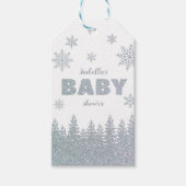 Winter Wonderland Glitter Baby shower Cadeaulabel (Voorkant)