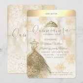 Winter wonderland Gold snewflake bokeh Quinceañera Kaart (Voorkant / Achterkant)