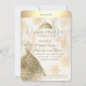 Winter wonderland Gold snewflake bokeh Quinceañera Kaart (Voorkant)
