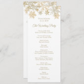 Winter Wonderland Goud Sneeuwvlokken Bruiloft Programmakaart (Voorkant / Achterkant)