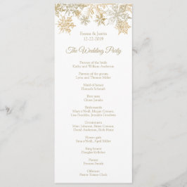 Winter Wonderland Goud Sneeuwvlokken Bruiloft Programmakaart