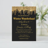 winter wonderland gouden glitters baby shower chic kaart (Staand voorkant)