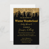 winter wonderland gouden glitters baby shower chic kaart (Voorkant / Achterkant)