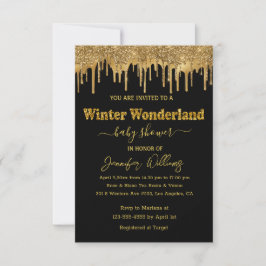 winter wonderland gouden glitters baby shower chic kaart