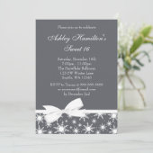 Winter Wonderland Gray Snowflake Bow Sweet 16 Kaart (Staand voorkant)