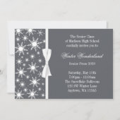Winter Wonderland Gray Snowflakes Bow Prom Kaart (Voorkant)