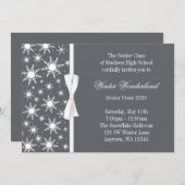 Winter Wonderland Gray Snowflakes Bow Prom Kaart (Voorkant / Achterkant)