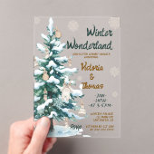 Winter Wonderland Green Neutral Baby Shower Acryl Uitnodigingen (Insitu (Draagbaar))