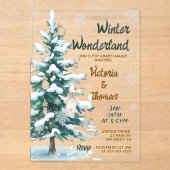 Winter Wonderland Green Neutral Baby Shower Acryl Uitnodigingen (Voorkant)