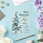 Winter Wonderland Green Neutral Baby Shower Acryl Uitnodigingen (Insitu (Huwelijk))