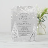 Winter Wonderland, grijze dennen bruidsdouche  Kaart (Staand voorkant)