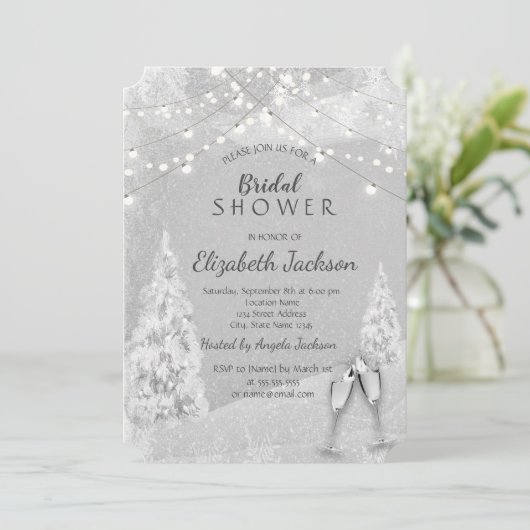 Winter Wonderland, grijze dennen bruidsdouche  Kaart (Staand voorkant)