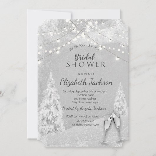 Winter Wonderland, grijze dennen bruidsdouche  Kaart (Voorkant)