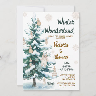 Winter Wonderland Groen Neutrale Baby Shower Kaart