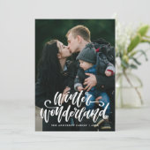 Winter Wonderland Hand-Lettered Script Foto Feestdagenkaart (Staand voorkant)
