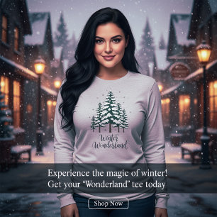Winter Wonderland Handgeschreven Dennenbomen T-shi T-shirt