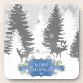 Winter Wonderland Hard plastic onderzetter - blauw (Voorkant)