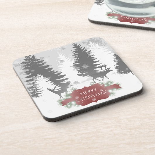 Winter Wonderland Hard plastic onderzetter - Rood (Linkerzijde)