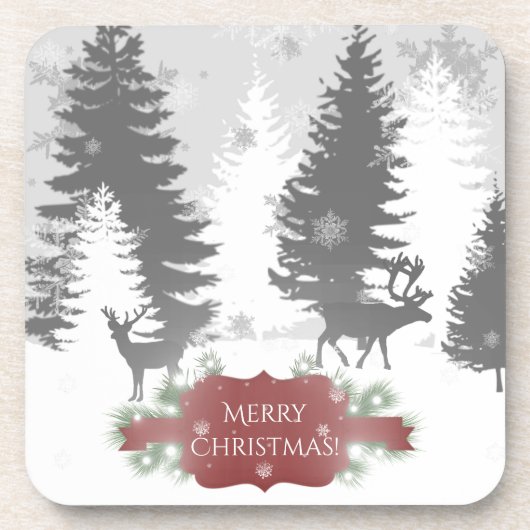 Winter Wonderland Hard plastic onderzetter - Rood (Voorkant)