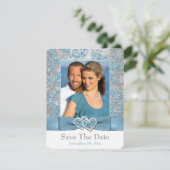 Winter Wonderland, hartfoto's redden de datum Kaar Save The Date (Staand voorkant)