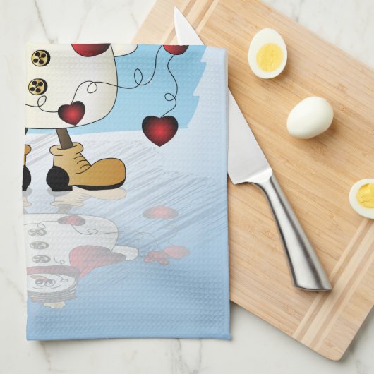 Winter Wonderland Heart Snowmen Theedoek (Quarter Fold)