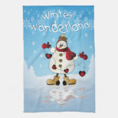 Winter Wonderland Heart Snowmen Theedoek (Verticaal)