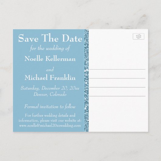 Winter Wonderland, Hearts Save the Date Briefkaart (Achterkant)