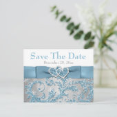 Winter Wonderland, Hearts Save the Date Briefkaart (Staand voorkant)