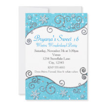 Winter Wonderland Helblauwe Sneeuwvlok Uitnodiging