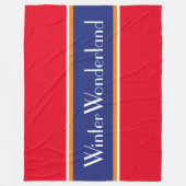 WINTER WONDERLAND Helder Rood Wit Navy Stripes Fleece Deken (Voorkant)